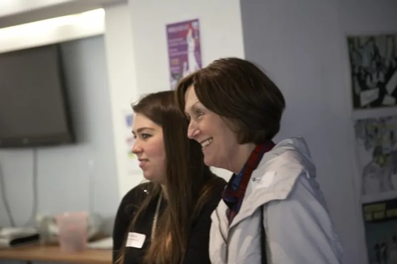 An applicant with her mother at a post-offer visit day