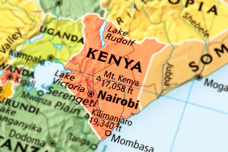 A map showing Kenya