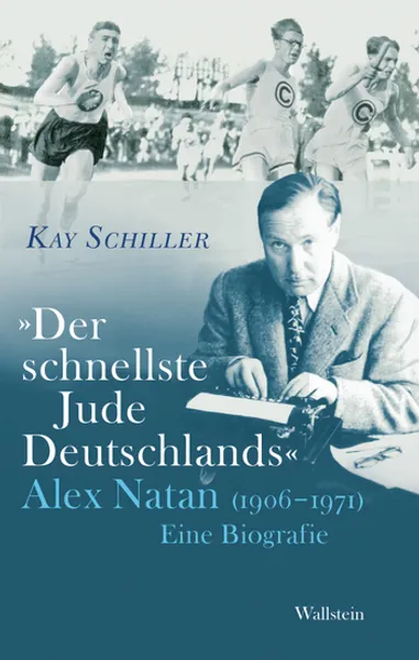 A book cover with a ombre blue background and a white man
