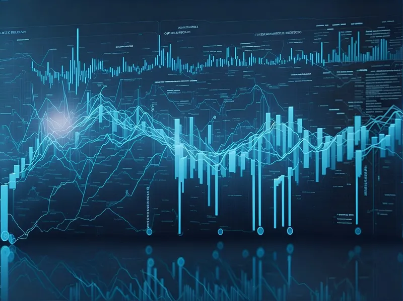 A screen showing stocks and shares going up and down