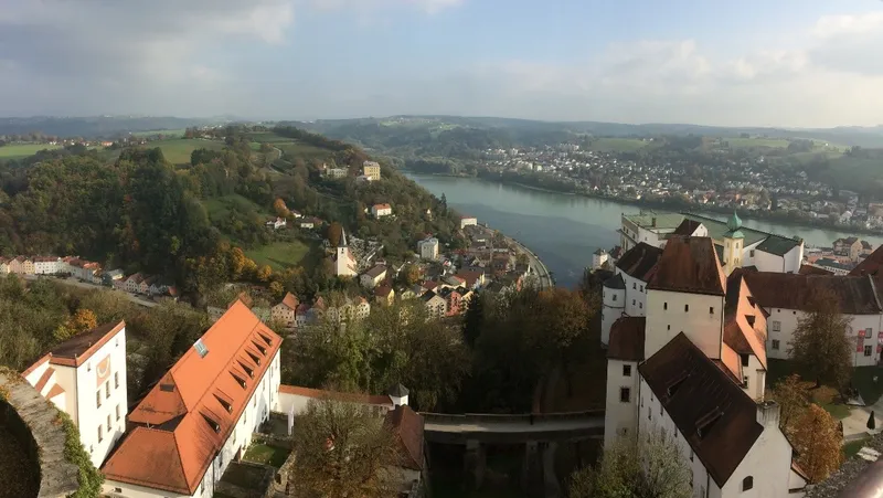 Hilltop view of German village