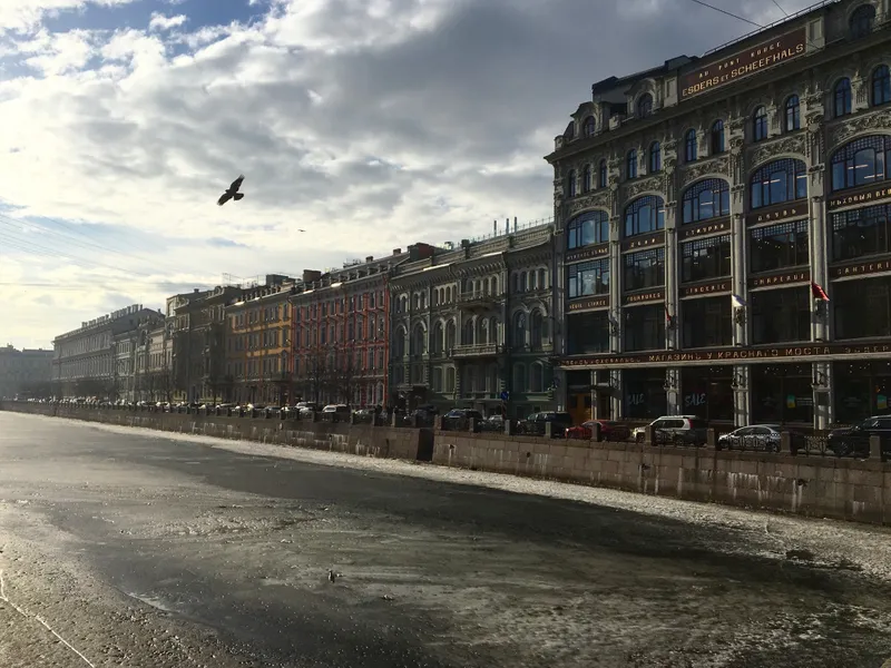 Frozen canal in St Petersburg, Russia
