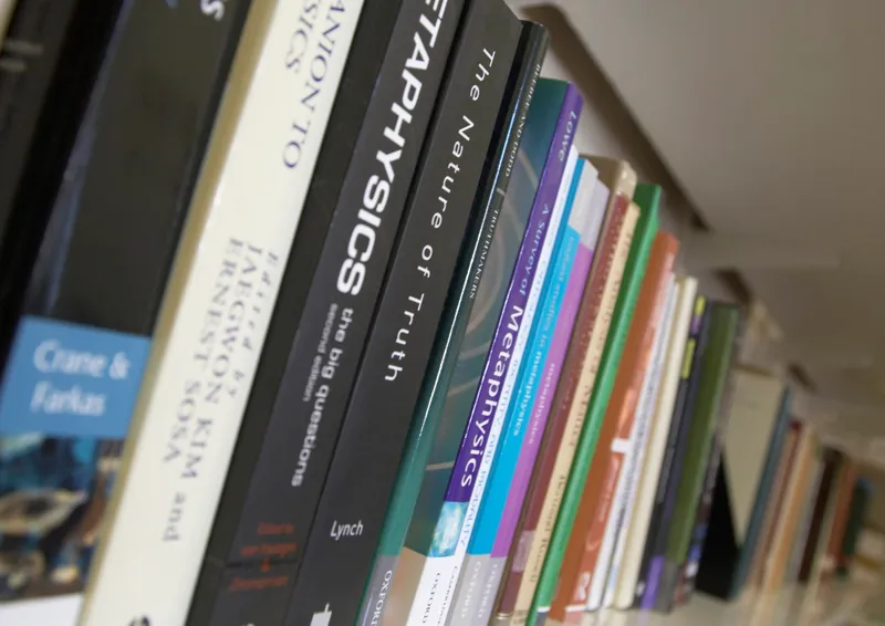 Philosophy books on a shelf