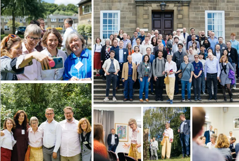 Nancy Cartwright with past and present colleagues at her 80th party: 22 June 2024 at Kenworthy Hall, Marys College, Durham
