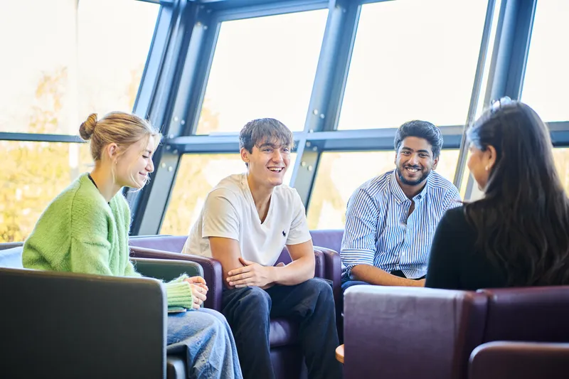 Stock photo of students have a chat