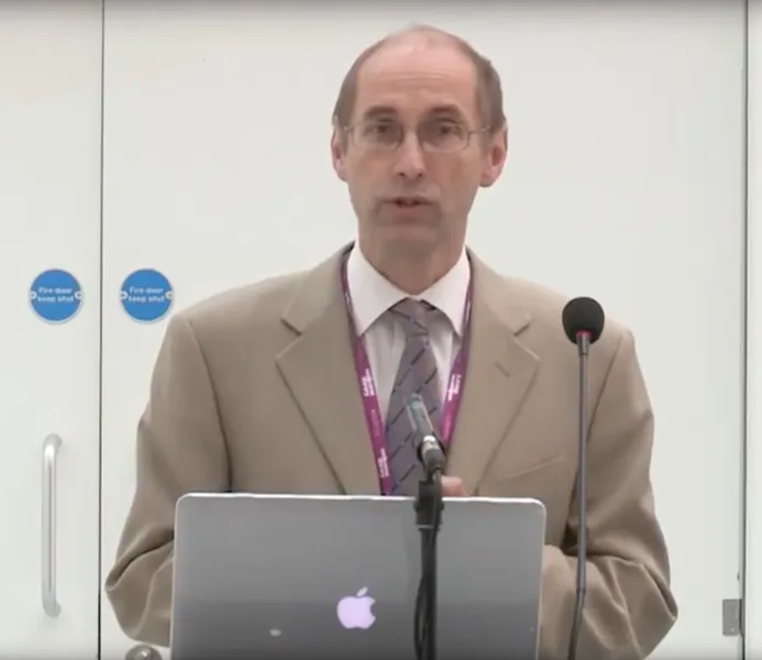 Image of Prof Beeby giving a lecture