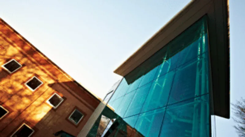 A view of the upmost point of the Ogden Centre building