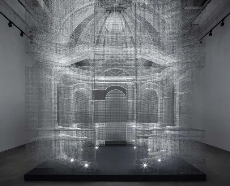 A ghostly rendition of a cathedral transept