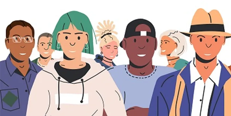 Student Support Hub graphic, cartoon people