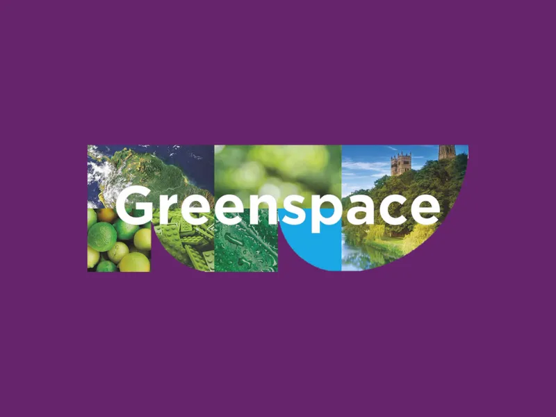Purple background greenspace logo