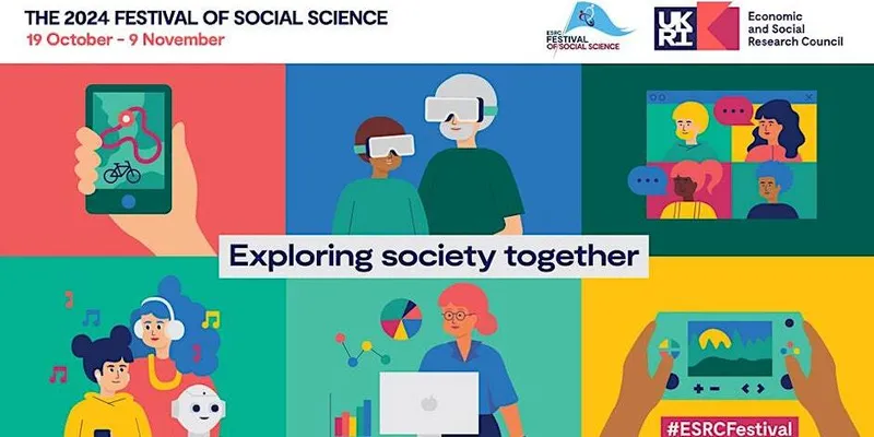 ESRC 2024 Festival of Social Science 2024. 19th October to 9th November. Supported by UKRI. Tagline - Exploring society together