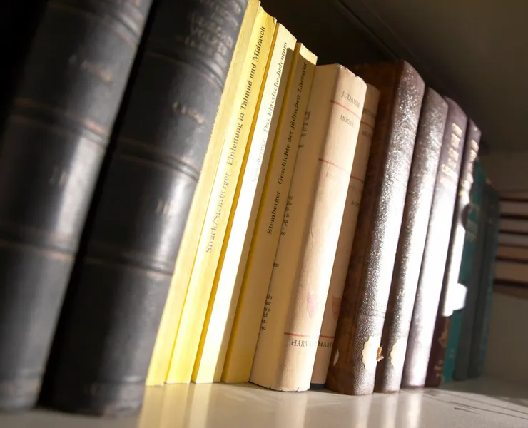 Theology books on a shelf