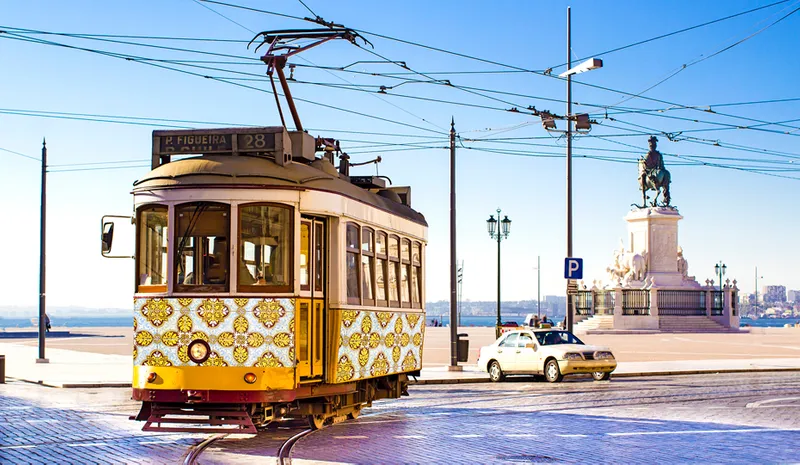 A tram in Lisbon, Portugal