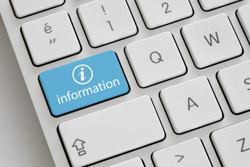 Blue information button on a keyboard