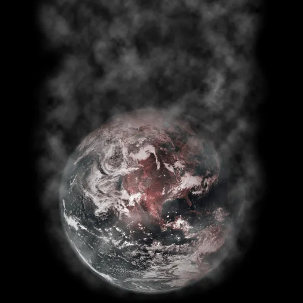 Air pollution visual of a globe and smoke