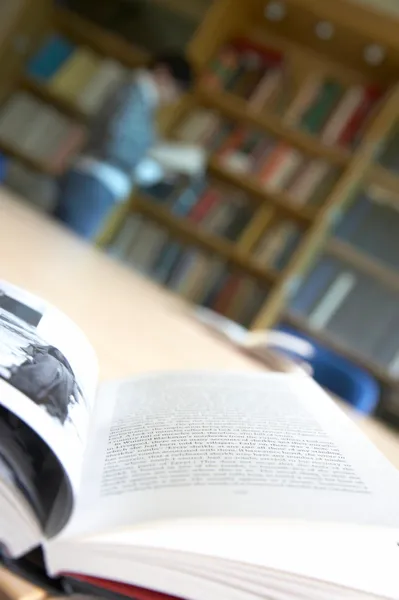 Open book in library