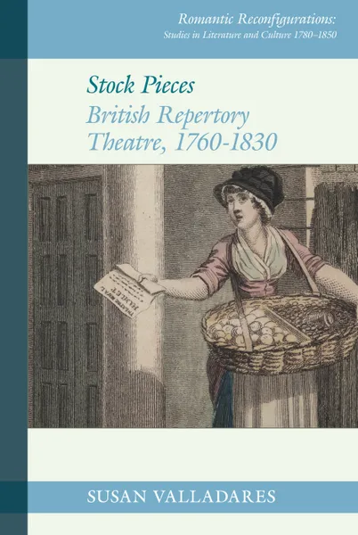 A illustration showing a woman dressed in Victorian clothing handing out theatre programmes