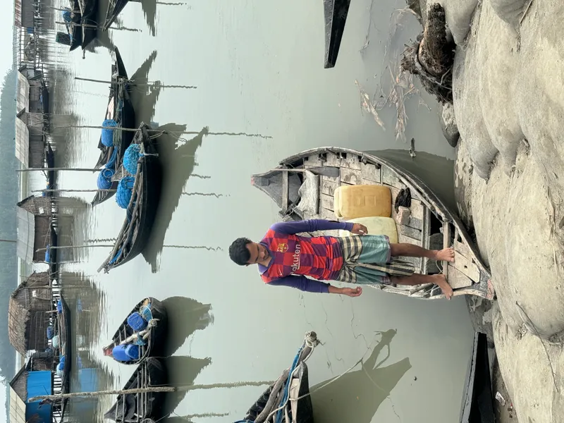 Man on boat in river