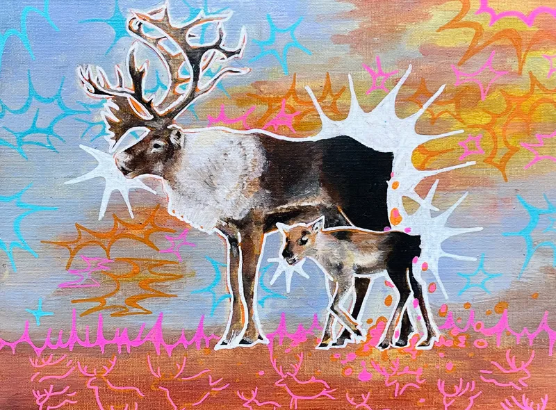 Graphic image of reindeers