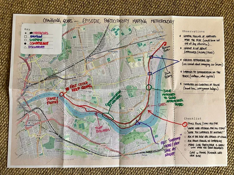 Picture of post ride cycling map