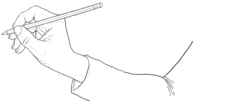 a drawing of a hand holding a pencil