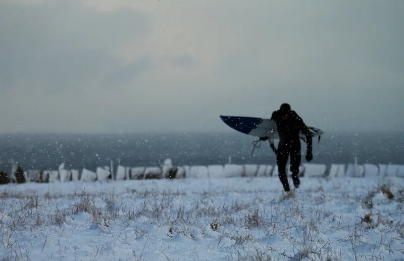 Surfer in the snow