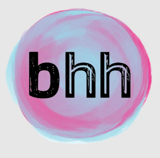 Logo of black health humanities network, with a pink and blue sphere