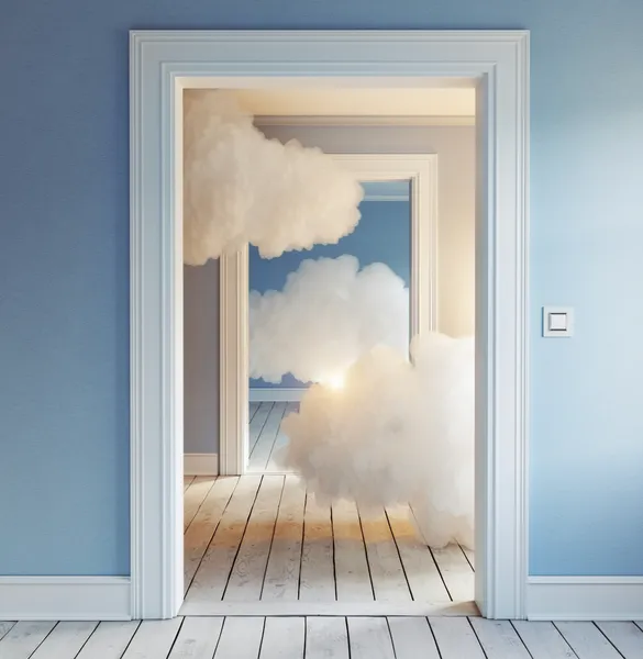 Open doorways with clouds