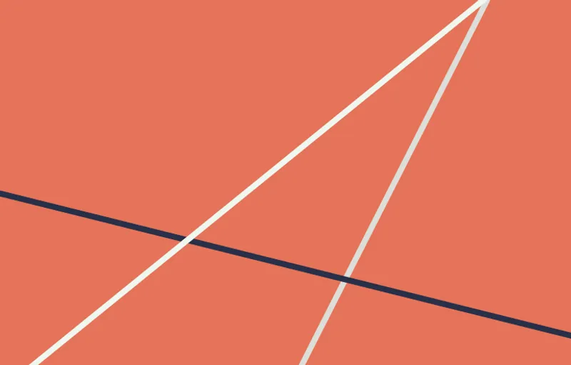 Orange background with blue and white intersecting lines