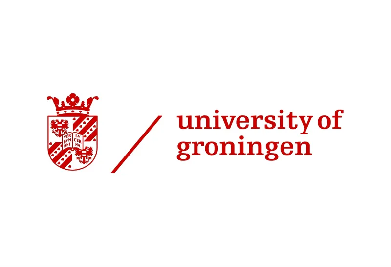 Red logo of the University of Groningen, with a red crest