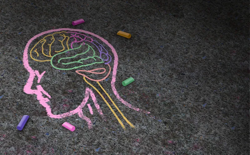 Chalk drawing of a head representing mental health