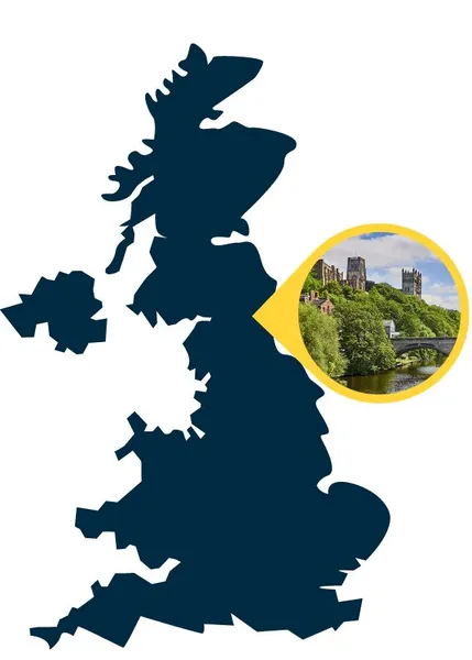 Map showing where Durham is in the UK