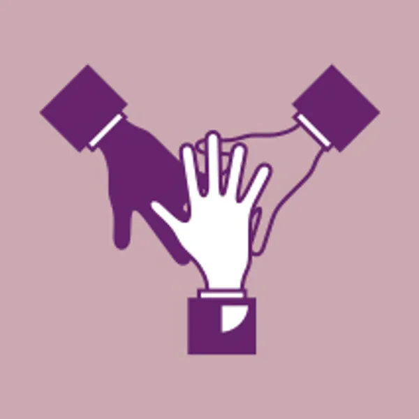 A stack of hands gesturing team work