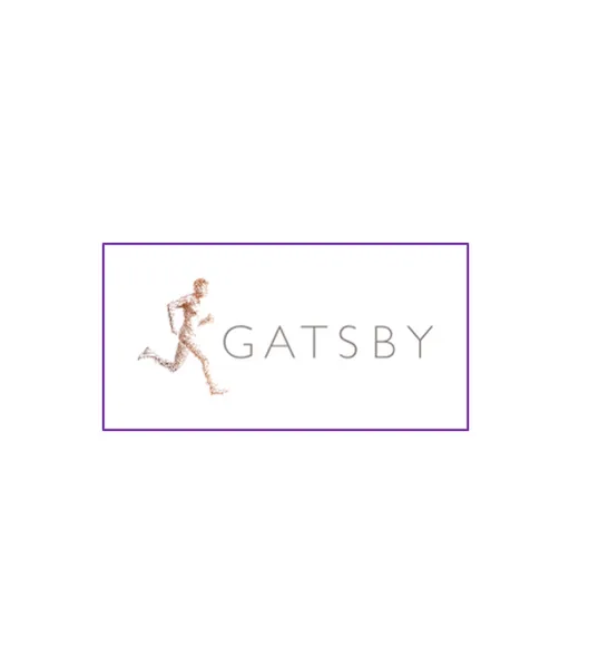 GATSBY logo of running figure on white