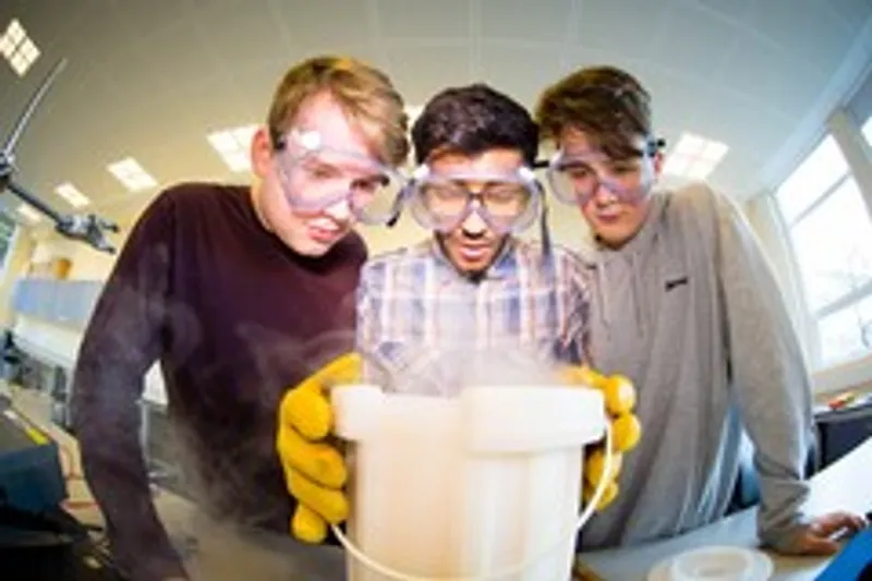 Physics students in lab