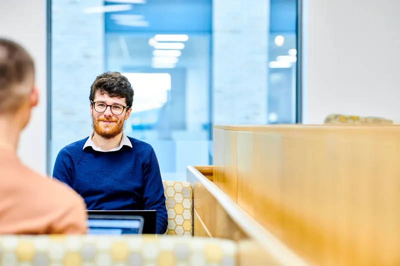 Student looking at camera
