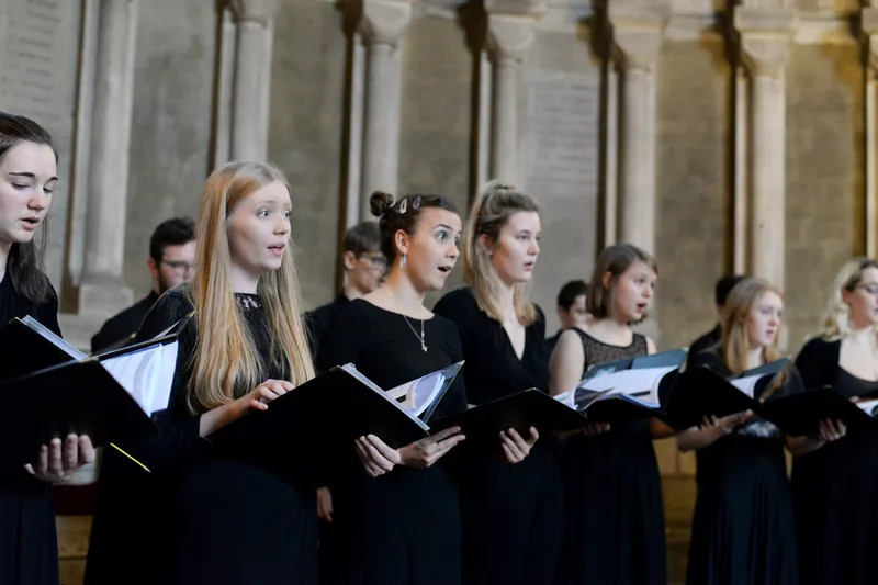 Students performing in the Chamber Choir at Durham Cathedral