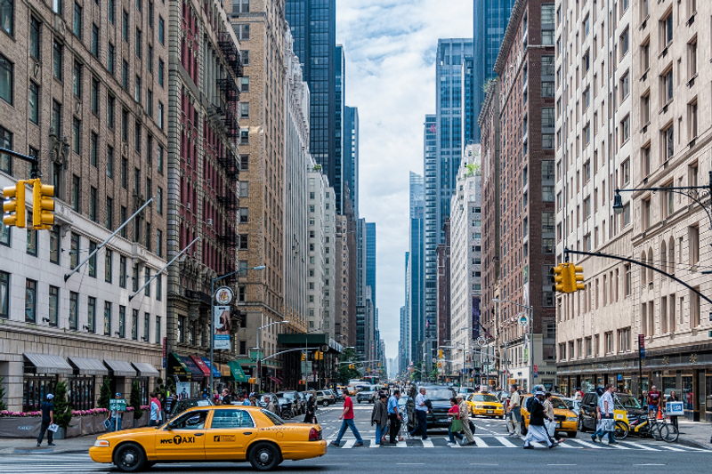 New York street scene with taxis