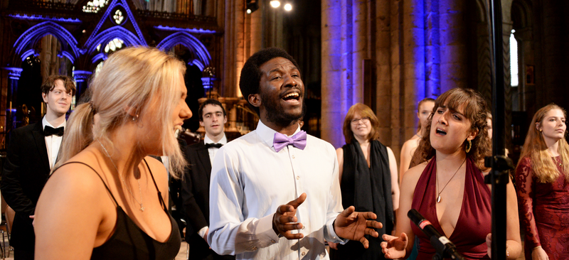 Image of student musicians performing in Durham Cathedral