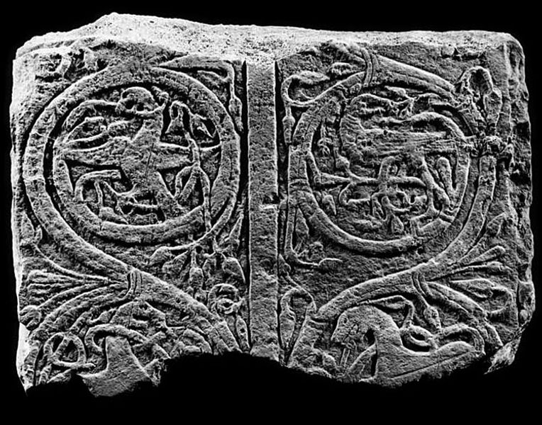 Decorated fragment of Anglo-Saxon stone sculpture