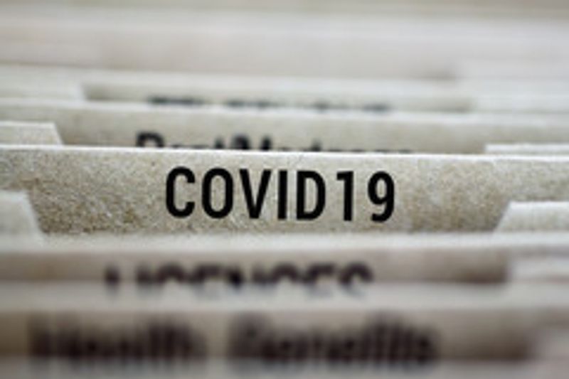 Folder with COVID-19 written