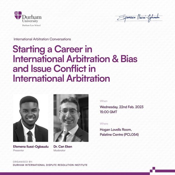 Text that says Career in International Arbitration event