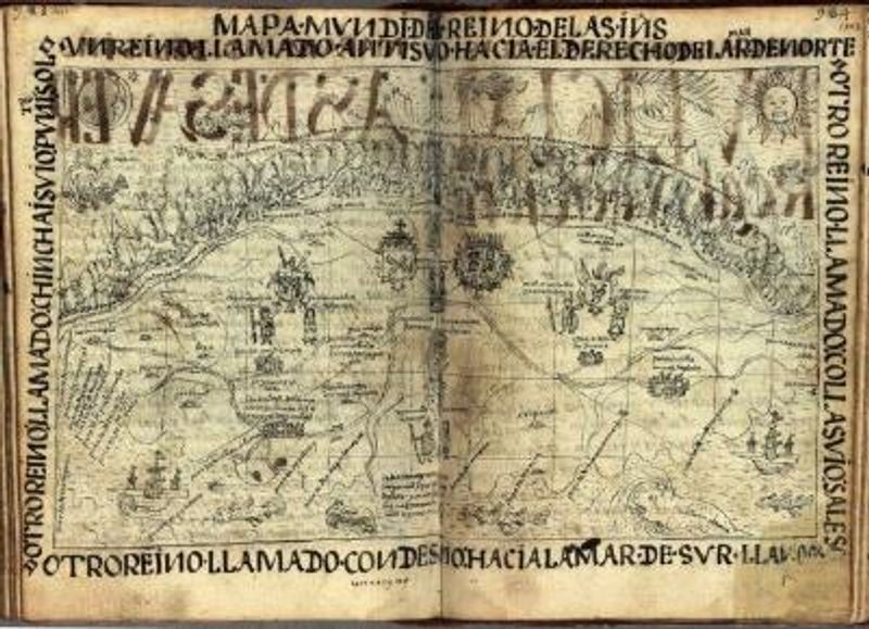 Guaman Poma's Mappa mundi, in Nueva corónica y buen gobierno, GKS 2232 4o, The Royal Library of Denmark.
