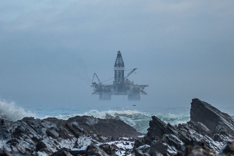 An Oil Rig in the Ocean