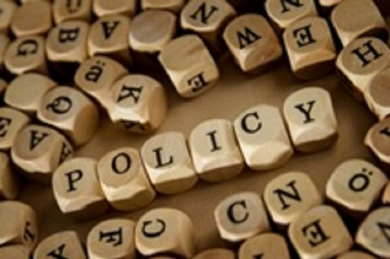 Policy written in lettered cubes