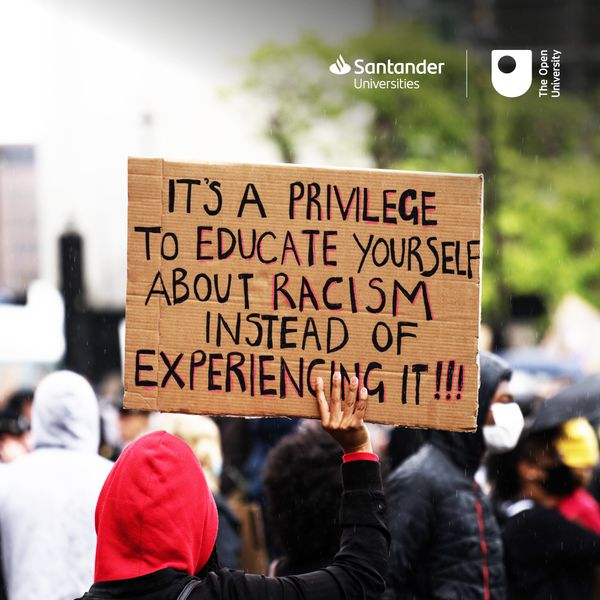 Poster saying it's a privilege to educate yourself against racism
