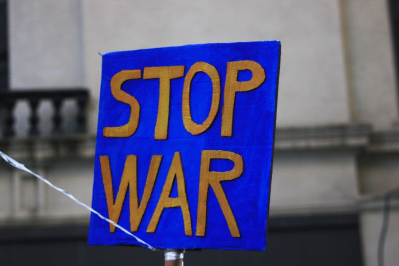 Protest sign: Stop War