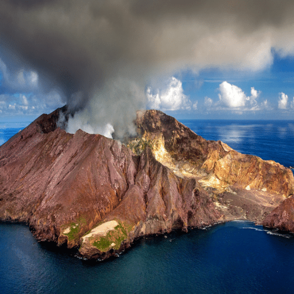 An active volcano in the ocean