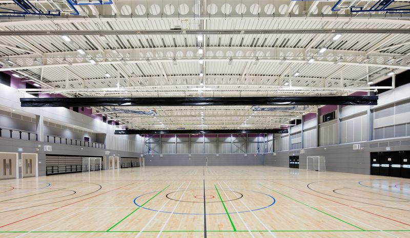 The interior of the Main Sports Hall at Maiden Castle