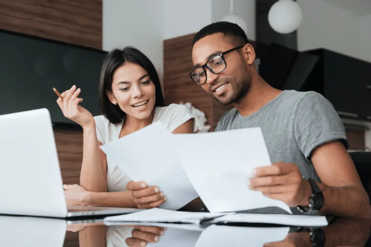 Two people studying